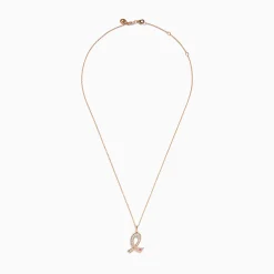 Effy Jewelry Novelty 14K Rose Gold Pink Sapphire u0026 Diamond Pink Ribbon Pendant | Necklaces & Pendants