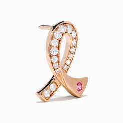 Effy Jewelry Novelty 14K Rose Gold Pink Sapphire u0026 Diamond Pink Ribbon Pin | Accessories