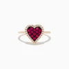 Effy Jewelry Novelty 14K Rose Gold Ruby and Diamond Heart Ring | Rings
