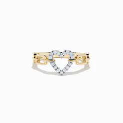 Effy Jewelry Novelty 14K Two Tone Gold Diamond Heart Ring | Rings
