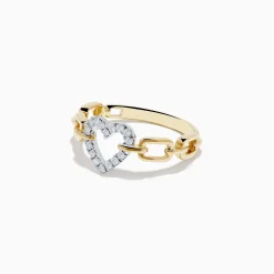 Effy Jewelry Novelty 14K Two Tone Gold Diamond Heart Ring | Rings