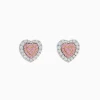 Effy Jewelry Novelty 18K Two Tone Gold Pink and White Diamond Heart Earrings | Earrings