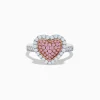 Effy Jewelry Novelty 14K Two Tone Gold Pink and White Diamond Heart Ring | Rings