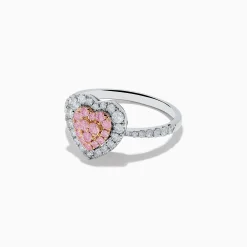 Effy Jewelry Novelty 18K Two Tone Gold Pink and White Diamond Heart Ring | Rings