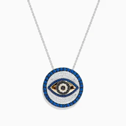 BH Multi Novelty 14K Two Tone Gold Sapphire and Diamond Evil Eye Pendant | Necklaces & Pendants