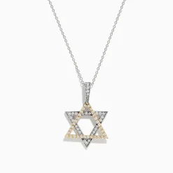 Effy Jewelry Novelty 14K Two-Tone Gold Diamond Star of David Pendant | Necklaces & Pendants