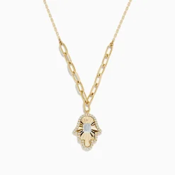BH Multi Novelty 14K Two-Tone Gold Diamond Hamsa Necklace | Necklaces & Pendants