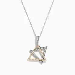 Effy Jewelry Novelty 14K Two-Tone Gold Diamond Star of David Pendant | Necklaces & Pendants