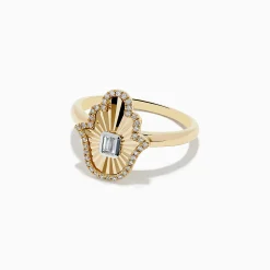 BH Multi Novelty 14K Two-Tone Gold Hamsa Ring | Rings
