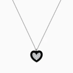 BH Multi Novelty 14K White Gold Black Enamel u0026 Diamond Heart Pendant, 0.18 TCW | Necklaces & Pendants