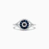 Effy Jewelry Novelty 14K White Gold Blue Sapphire u0026 Diamond Evil Eye Ring, 0.45 TCW | Rings
