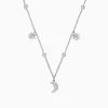 BH Multi Novelty 14K White Gold Diamond Moon and Stars Necklace, 0.38 TCW | Necklaces & Pendants