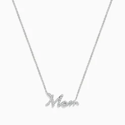 Effy Jewelry Novelty 14K White Gold Diamond 'Mom' Necklace | Necklaces & Pendants