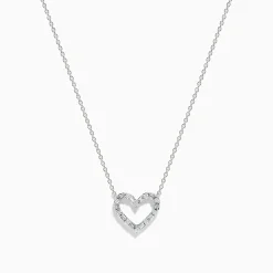 Effy Jewelry Novelty 14K White Gold Diamond Heart Necklace | Necklaces & Pendants