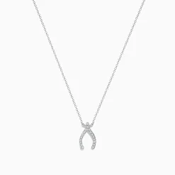 Effy Jewelry Novelty 14K White Gold Diamond Wishbone Necklace | Necklaces & Pendants
