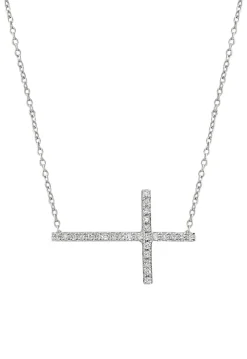 Effy Jewelry Novelty 14K White Gold Diamond Cross Necklace, .09 TCW | Necklaces & Pendants