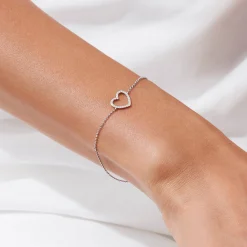 Effy Jewelry Novelty 14K White Gold Diamond Heart Bracelet, 0.10 TCW | Bracelets