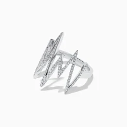 Effy Jewelry Novelty 14K White Gold Diamond Zig Zag Ring, 0.38 TCW | Rings