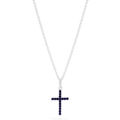 Effy Jewelry Novelty 14K White Gold Sapphire and Diamond Cross Pendant, 0.19 TCW | Necklaces & Pendants