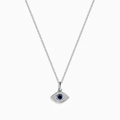 Effy Jewelry Novelty 14K White Gold Sapphire and Diamond Evil Eye Pendant | Necklaces & Pendants
