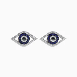 BH Multi Novelty 14K White Gold Sapphire u0026 Diamond Evil Eye Earrings, 0.57 TCW | Earrings