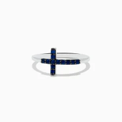 Effy Jewelry Novelty 14K White Gold Sapphire Cross Ring | Rings