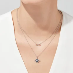 Effy Jewelry Novelty 14K White Gold Sapphire u0026 Diamond Evil Eye Pendant, 0.42 TCW | Necklaces & Pendants