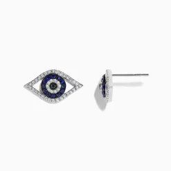 BH Multi Novelty 14K White Gold Sapphire u0026 Diamond Evil Eye Earrings, 0.57 TCW | Earrings