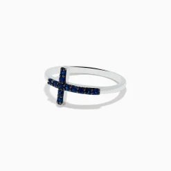 Effy Jewelry Novelty 14K White Gold Sapphire Cross Ring | Rings