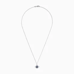 Effy Jewelry Novelty 14K White Gold Sapphire u0026 Diamond Evil Eye Pendant, 0.42 TCW | Necklaces & Pendants