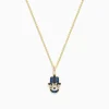 BH Multi Novelty 14K Yellow Gold Blue Sapphire and Diamond Hamsa Pendant | Necklaces & Pendants