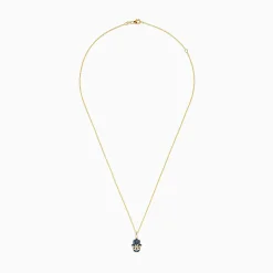 BH Multi Novelty 14K Yellow Gold Blue Sapphire and Diamond Hamsa Pendant | Necklaces & Pendants