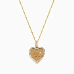 Effy Jewelry Novelty 14k Yellow Gold "Boy Mom" Diamond Heart Pendant | Necklaces & Pendants