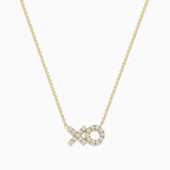 Effy Jewelry Novelty 14K Yellow Gold Diamond XO Necklace | Necklaces & Pendants