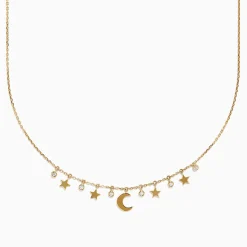 Effy Jewelry Novelty 14K Yellow Gold Diamond Moon and Stars Necklace | Necklaces & Pendants