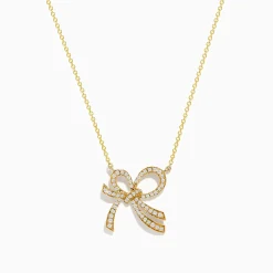 Effy Jewelry Novelty 14K Yellow Gold Diamond Bow Necklace | Necklaces & Pendants