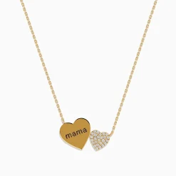 Effy Jewelry Novelty 14K Yellow Gold Diamond "Mama" Heart Necklace | Necklaces & Pendants