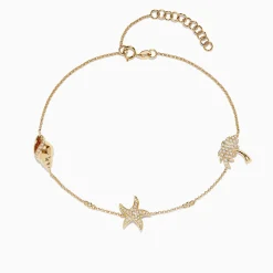 Effy Jewelry Novelty 14K Yellow Gold Diamond Seaside Ankle Bracelet | Bracelets
