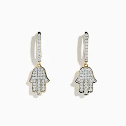 Effy Jewelry Novelty 14K Yellow Gold Diamond Hamsa Earrings | Earrings