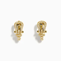 Effy Jewelry Novelty 14K Yellow Gold Diamond Horseshoe Hoop Earrings | Earrings