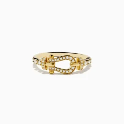 Effy Jewelry Novelty 14K Yellow Gold Diamond Horseshoe Ring | Rings