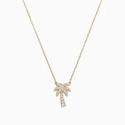 Effy Jewelry Novelty 14K Yellow Gold Diamond Palm Tree Necklace, 0.23 TCW | Necklaces & Pendants
