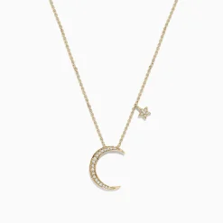 BH Multi Novelty 14K Yellow Gold Diamond Moon and Star Necklace, 0.09 TCW | Necklaces & Pendants
