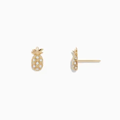 BH Multi Novelty 14K Yellow Gold Diamond Pineapple Earrings, 0.27 TCW | Earrings