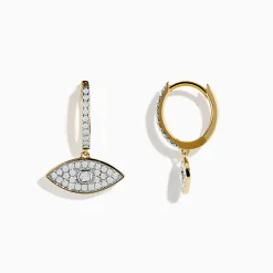 Effy Jewelry Novelty 14K Yellow Gold Diamond Evil Eye Earrings | Earrings
