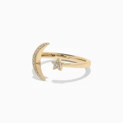 BH Multi Novelty 14K Yellow Gold Diamond Moon and Star Ring, 0.08 TCW | Rings
