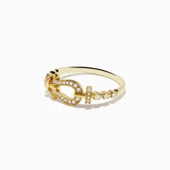 Effy Jewelry Novelty 14K Yellow Gold Diamond Horseshoe Ring | Rings