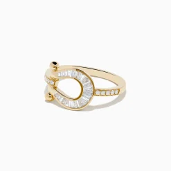 Effy Jewelry Novelty 14K Yellow Gold Diamond Horseshoe Ring | Rings