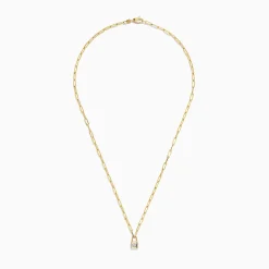 BH Multi Novelty 14K Yellow Gold Diamond Mini Lock Necklace | Necklaces & Pendants