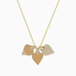 Effy Jewelry Novelty 14K Yellow Gold Diamond Hearts Pendant | Necklaces & Pendants